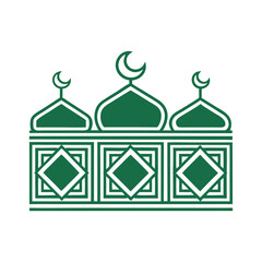 Green Mosque Icon with Crescent Moons.