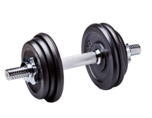 Dumbbell gym isolated on transparent background with copy space, sport equipment