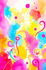 Fototapeta premium Colorful abstract background design with swirls and shapes in pink blue yellow and more