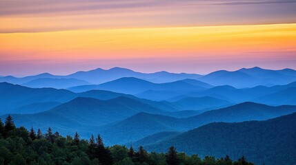 Naklejka premium A scenic mountain vista under a colorful and vibrant sky