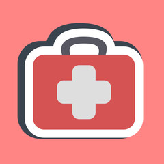 Fototapeta premium Sticker first aid. Camping and adventure elements. Good for prints, posters, logo, advertisement, infographics, etc.