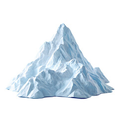 origami paper craft snow-capped mountain peak on plain blue transparent background