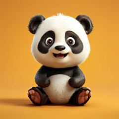 an AI Image Generator, Cute Animated Panda Wearing a Yellow Vest