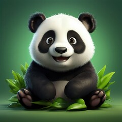 an AI Image Generator, Cute Animated Panda Wearing a Yellow Vest