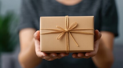 Creative Modern Unboxing Experience with Hands Holding Package