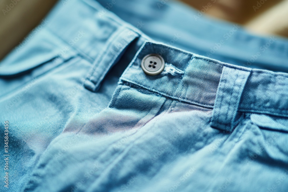 Poster a detailed view of a pair of blue jeans with texture and stitching visible
