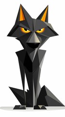 Polygonal style illustration of a wolf in black tones with yellow eyes