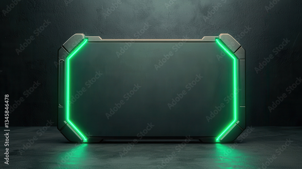 Poster abstract background of futuristic interface with deep emerald accents on sleek surface