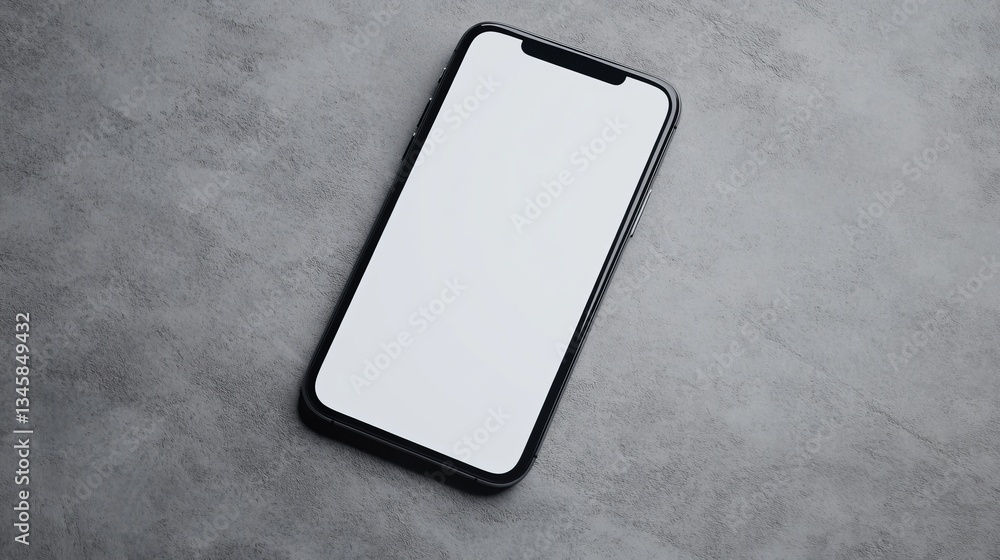 Aufkleber smartphone with blank screen on a textured gray surface, showcasing modern technology and minimalist