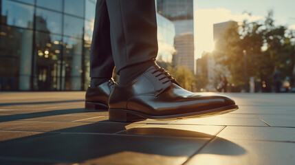 成功への一歩：都会を歩むビジネスマンの決意