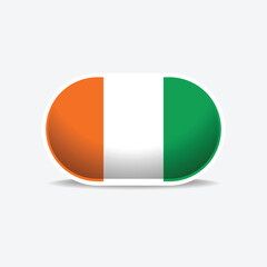 Ivory Coast national flag button vector