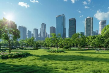 Ultra Hd Visual of Public Park and HighRise Buildings in City Center