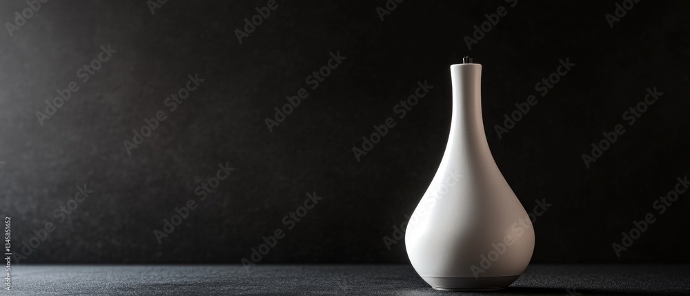 Poster a simple white vase sits on a table