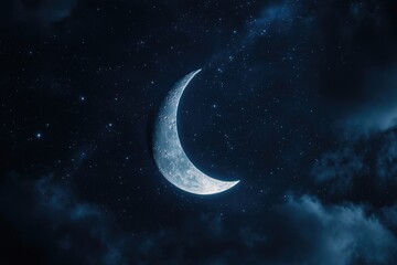 A bright full moon shines down on a dark and quiet night sky