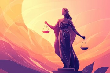 A statue of a lady holding a balance scale, perfect for use in legal or financial settings