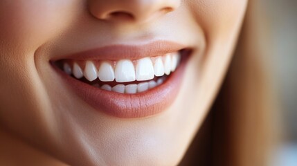Fototapeta premium Close-up of a woman smiling while holding a toothbrush, possibly getting ready for oral hygiene