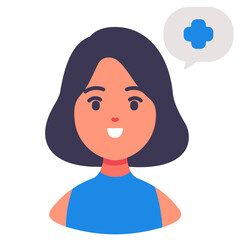 Smiling woman with good health cartoon chararcter vector illustration