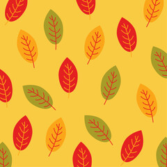autumn leaves seamless pattern. summer vector background