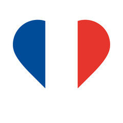 France flag heart icon. Country love symbol.
