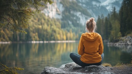 A person connecting with nature, peaceful and grounded, outdoor activity