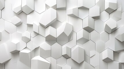 Abstract 3D geometric wall pattern, white, textured.  Possible use Background, graphic design