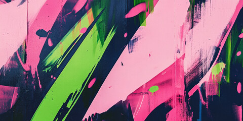 A bold, colorful abstract background inspired by vibrant graffiti textures. The dynamic splashes of neon pink, electric green, and deep navy create an expressive, urban, and visually striking
