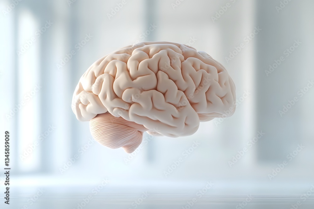 Poster 3d rendering of a floating human brain