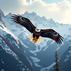 Naklejka premium Majestic bird of prey soaring through the mountains