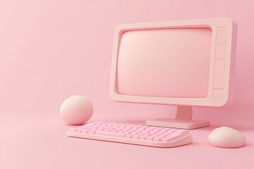 Pastel Pink Computer Setup