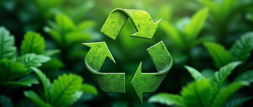 A symbol representing the recycling of materials and promoting sustainability