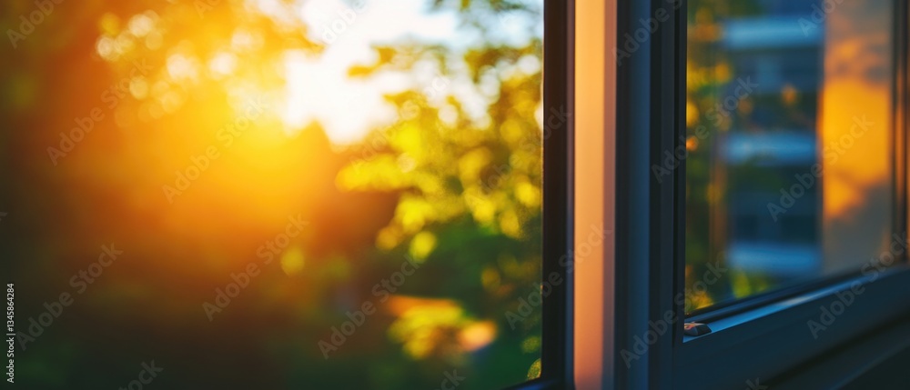 Poster A close-up view of sunlight streaming through a window, offering a warm and inviting atmosphere
