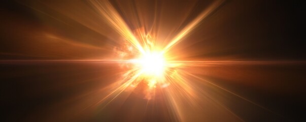 Obraz premium A radiant burst of light emanates from the center, creating a striking visual effect with intense beams and warm tones.