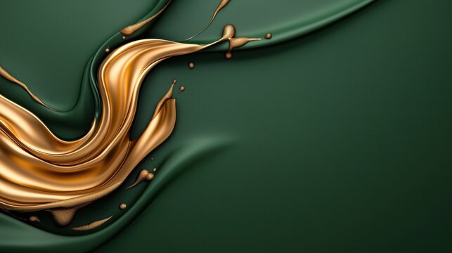 Rich green and gold abstract design with modern artistic elements creating a luxurious visual experience