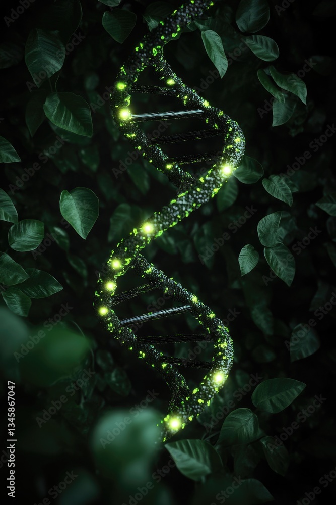 Poster a 3d representation of double-stranded dna, set against a dark background