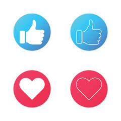 Social Media Engagement Icons: Thumbs Up and Heart