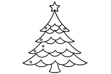 christmas tree line art silhouette vector illustration