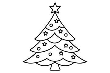 christmas tree line art silhouette vector illustration