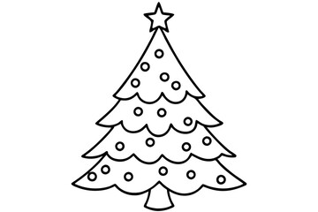 christmas tree line art silhouette vector illustration