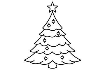 christmas tree line art silhouette vector illustration