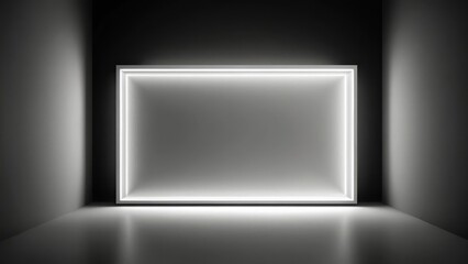Obraz premium Illuminated frame in a dim room, showcasing modern minimalism and style