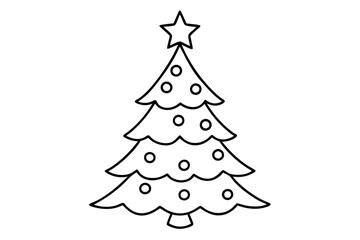 christmas tree line art silhouette vector illustration