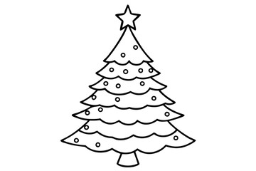 christmas tree line art silhouette vector illustration