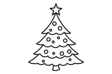 christmas tree line art silhouette vector illustration