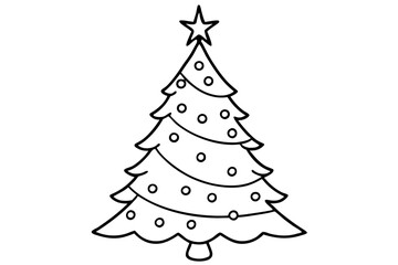 christmas tree line art silhouette vector illustration