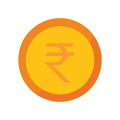 Indian Rupee Symbol on a Golden Coin Icon