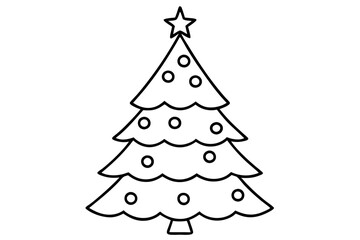 christmas tree line art silhouette vector illustration