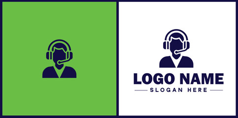 Virtual Assistant icon Online assistant Remote assistant Digital assistant flat logo sign symbol editable vector