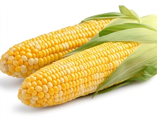Two ears of corn on white background