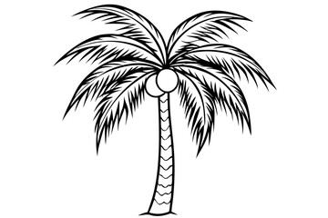 Obraz premium coconut tree line art silhouette vector illustration
