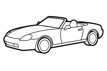convertible car line art silhouette vector illustration